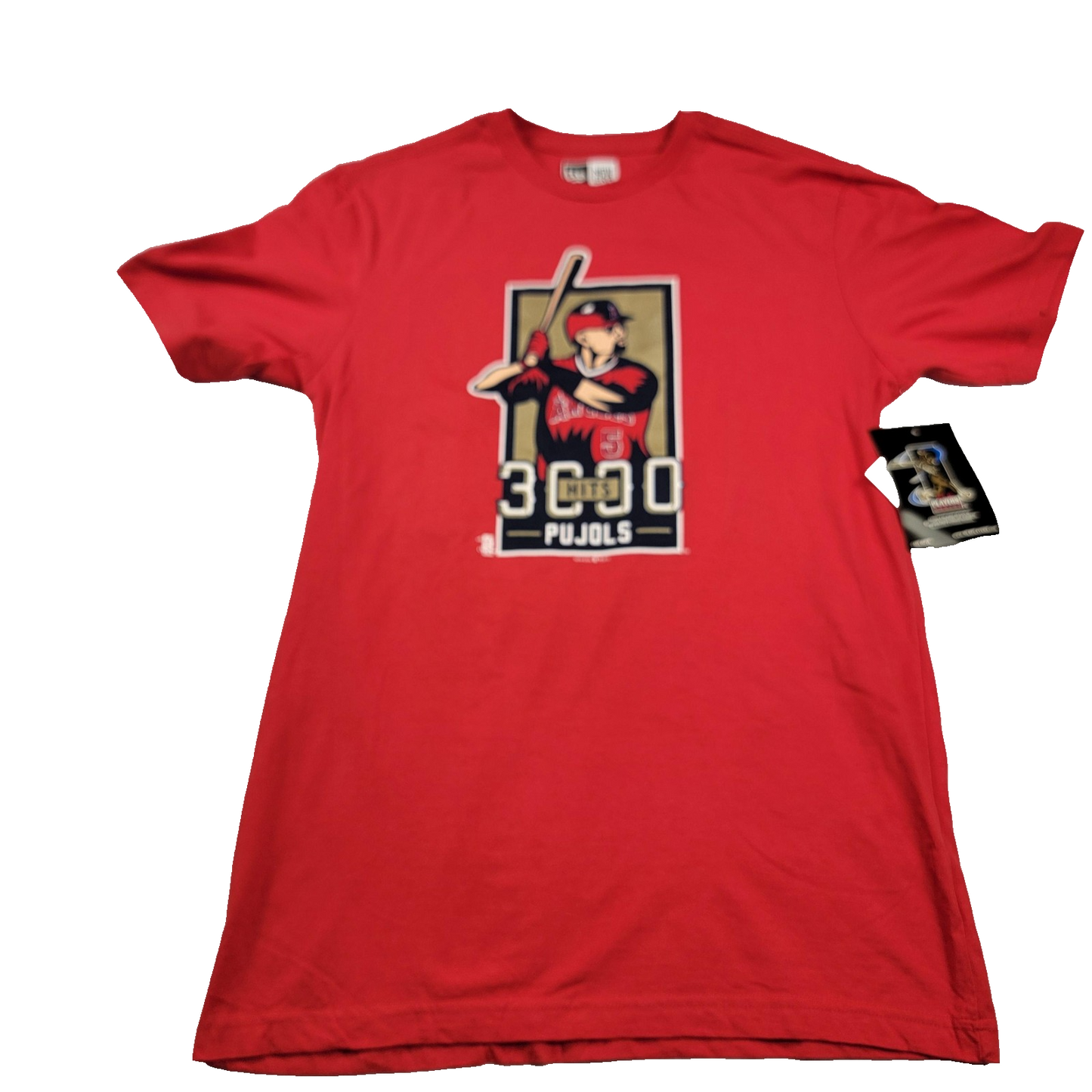 Los Angeles Angels Shirt Mens Med Red MLB Baseball New Era Pujols 3000 Hits 10000
