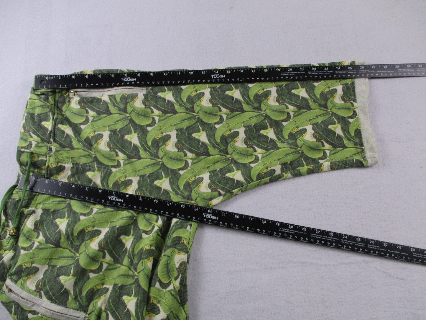 KASH Sweatsuit Set Mens Large Green Tropical Leaf Hoodie Shorts 2 Piece USA 167416