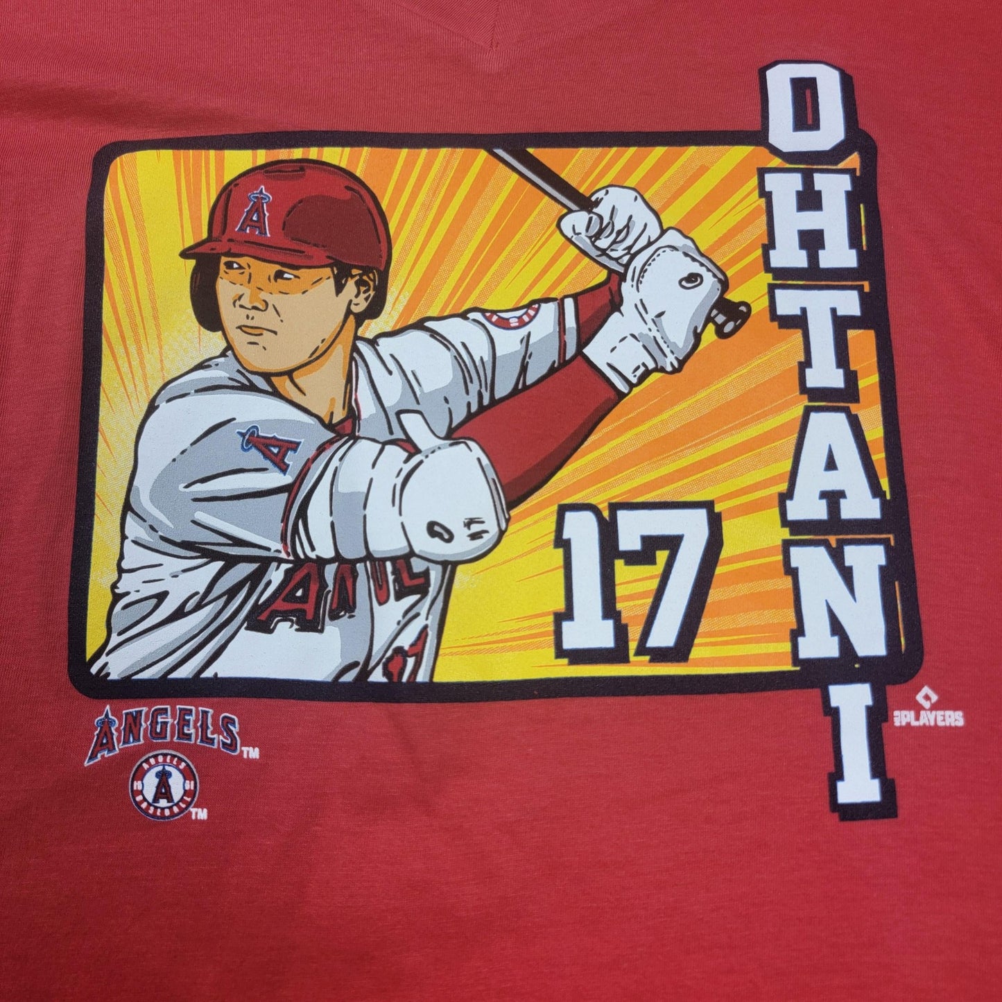 Los Angeles Angels Shirt Womens Lg Red Baseball Ohtani 17 New Era V Neck