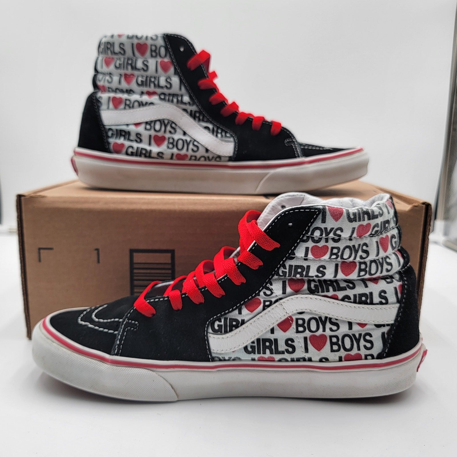 Vans Sk8 Hi (i Heart) Black/White Sz 9M/10.5W