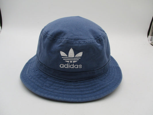 Adidas Hat Cap Bucket Mens One Size Blue Twill Trefoil Logo Casual Summer0