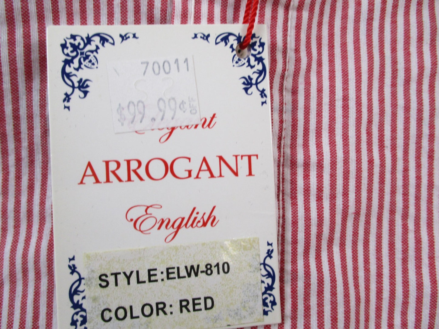 English Laundry Shirt Mens 2XL Red Striped Long Sleeve Embroidered ELW810 15597