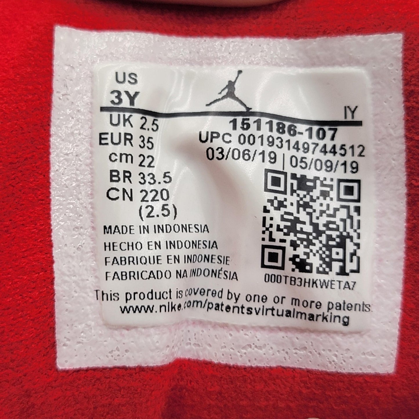 Air Jordan 12 FIBA Shoes Youth Sz 3Y Retro Basketball White/Red 151186-107