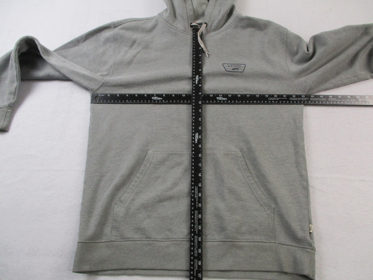 Vans Hoodie Mens Large Gray Pullover Fleece Sweatshirt CA NY Since 1966 Logo5