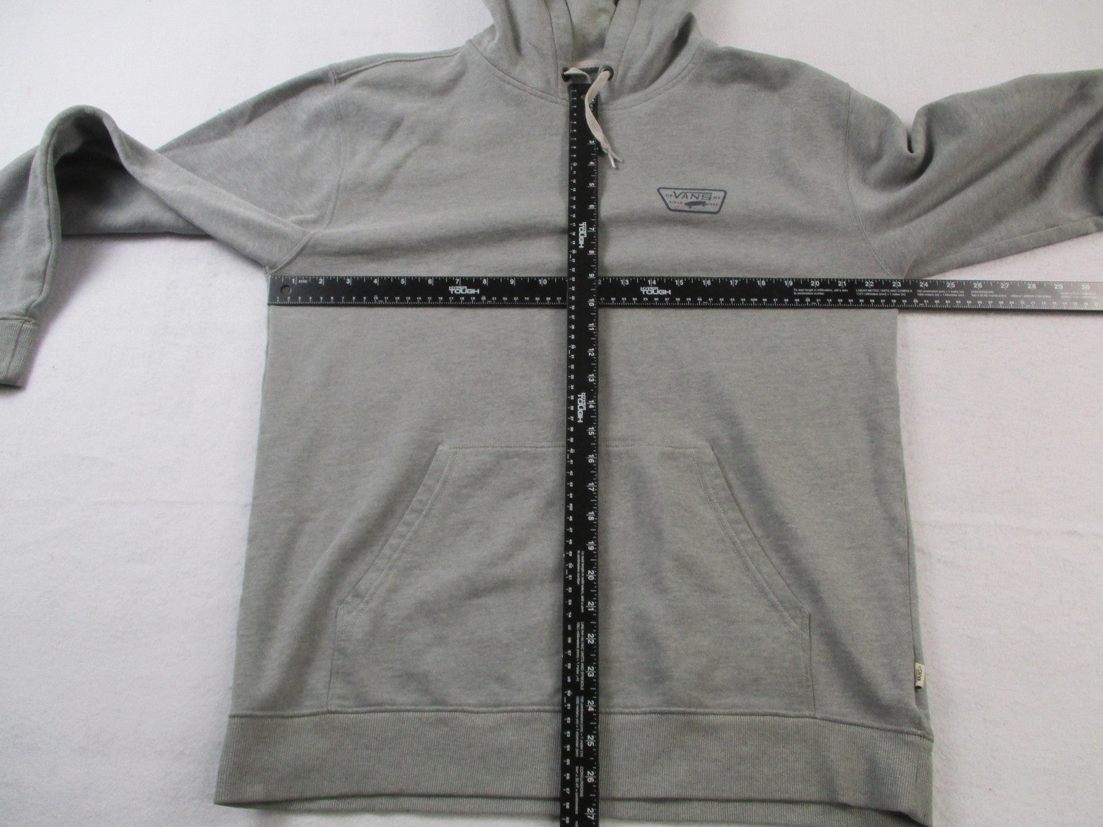 Vans Hoodie Mens Large Gray Pullover Fleece Sweatshirt CA NY Since 1966 Logo5