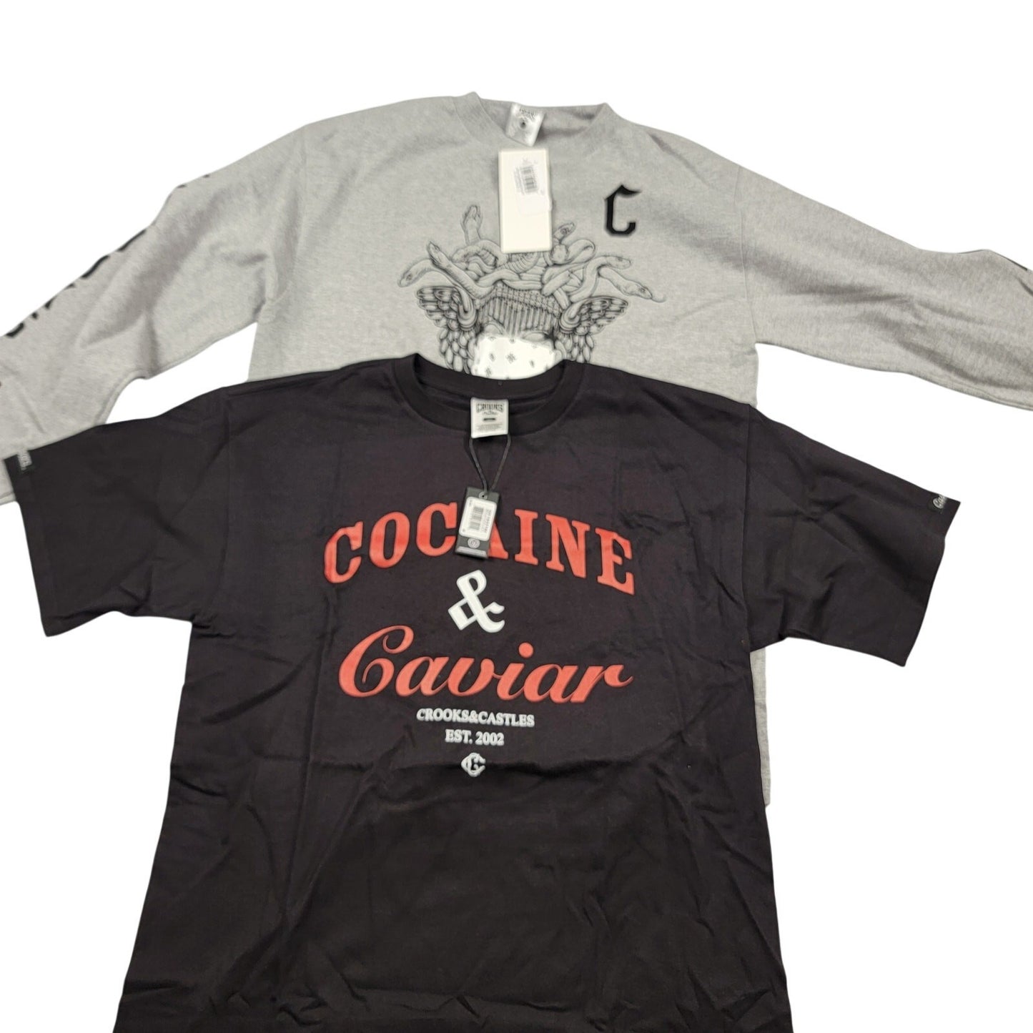 Crooks & Castles Bundle 2pc M NWT Cocaine & Caviar Tee Crooks 13 LS 7241