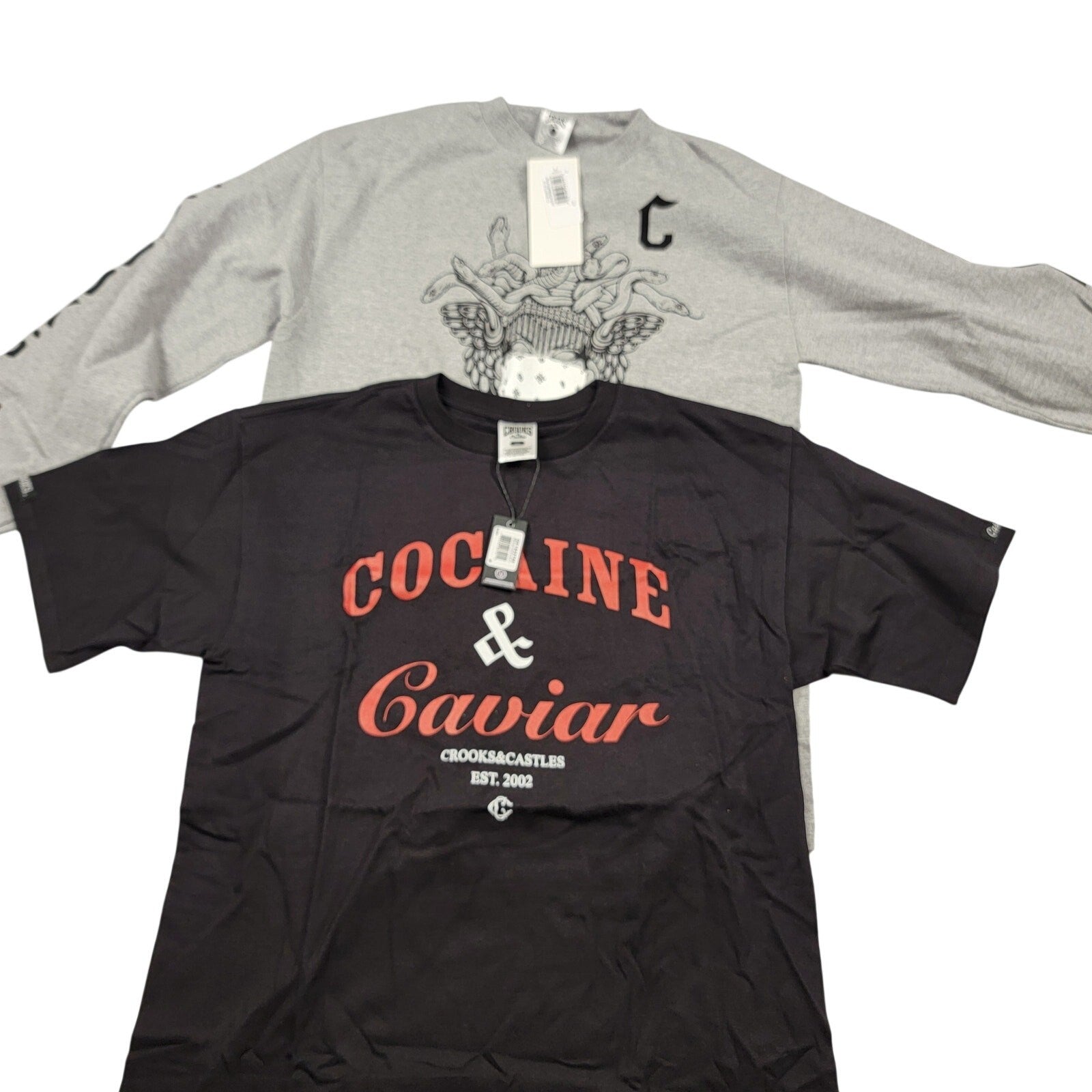 Crooks & Castles Bundle 2pc M NWT Cocaine & Caviar Tee Crooks 13 LS 7241