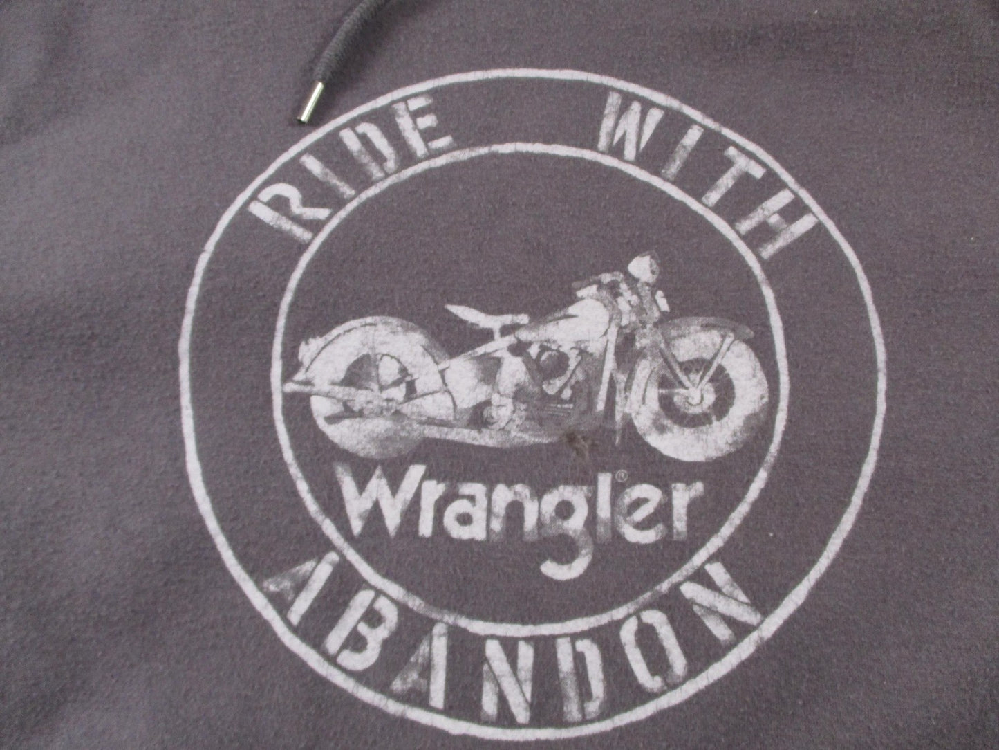 Wrangler Hoodie Mens Large Gray Fleece Ride With Abandon Motorcycle Graphic2