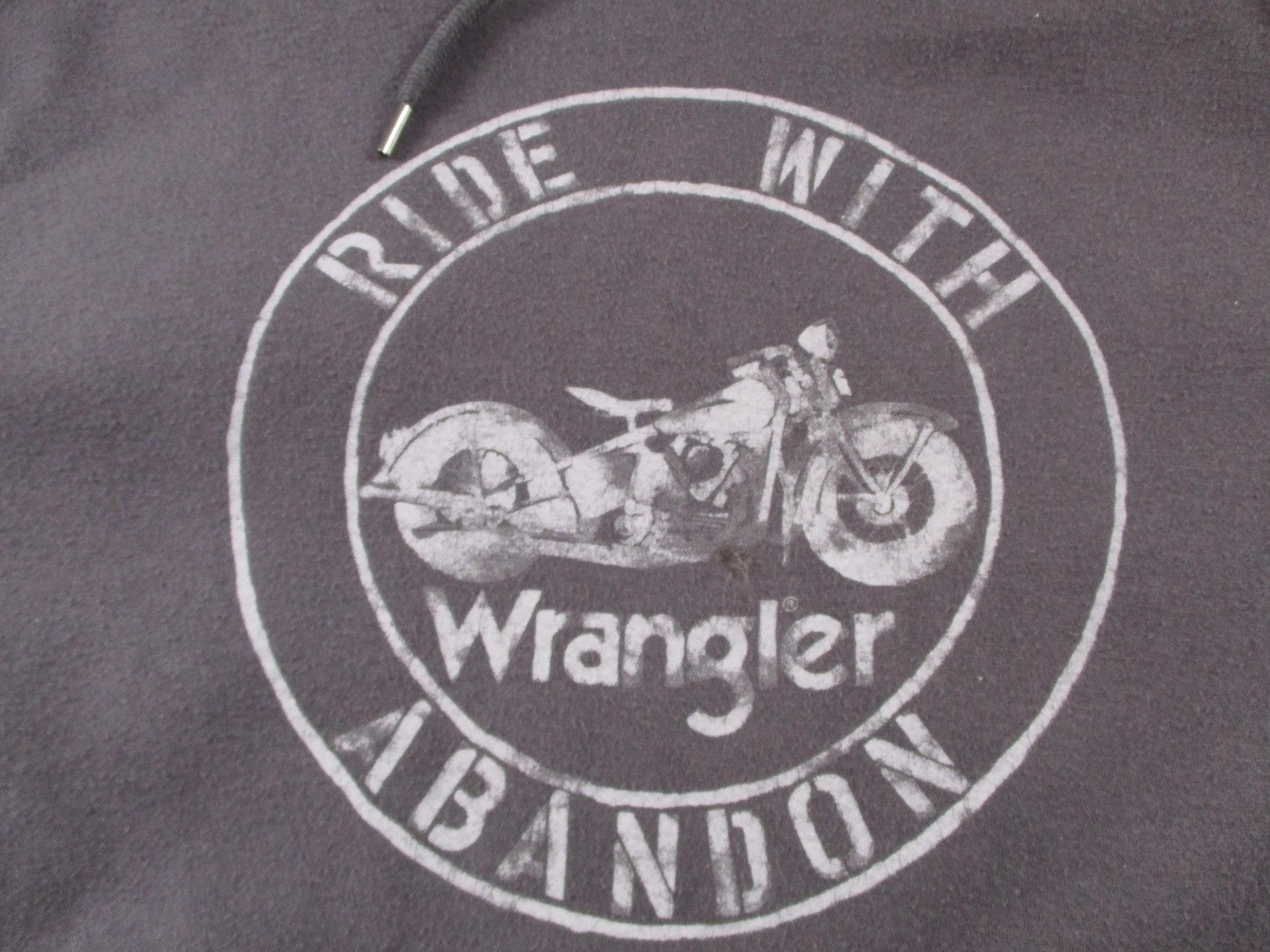 Wrangler Hoodie Mens Large Gray Fleece Ride With Abandon Motorcycle Graphic2