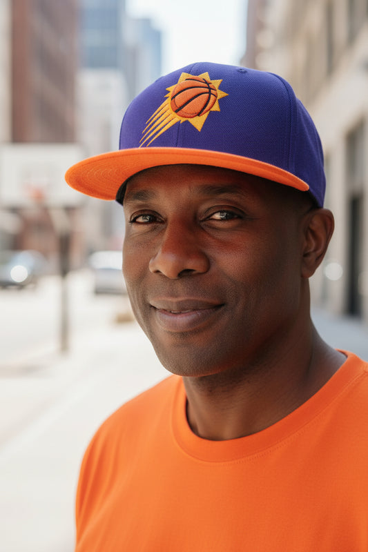 Phoenix Suns Embroidered Snapback Cap OSFM Purple NBA Basketball Mitchell Ness0