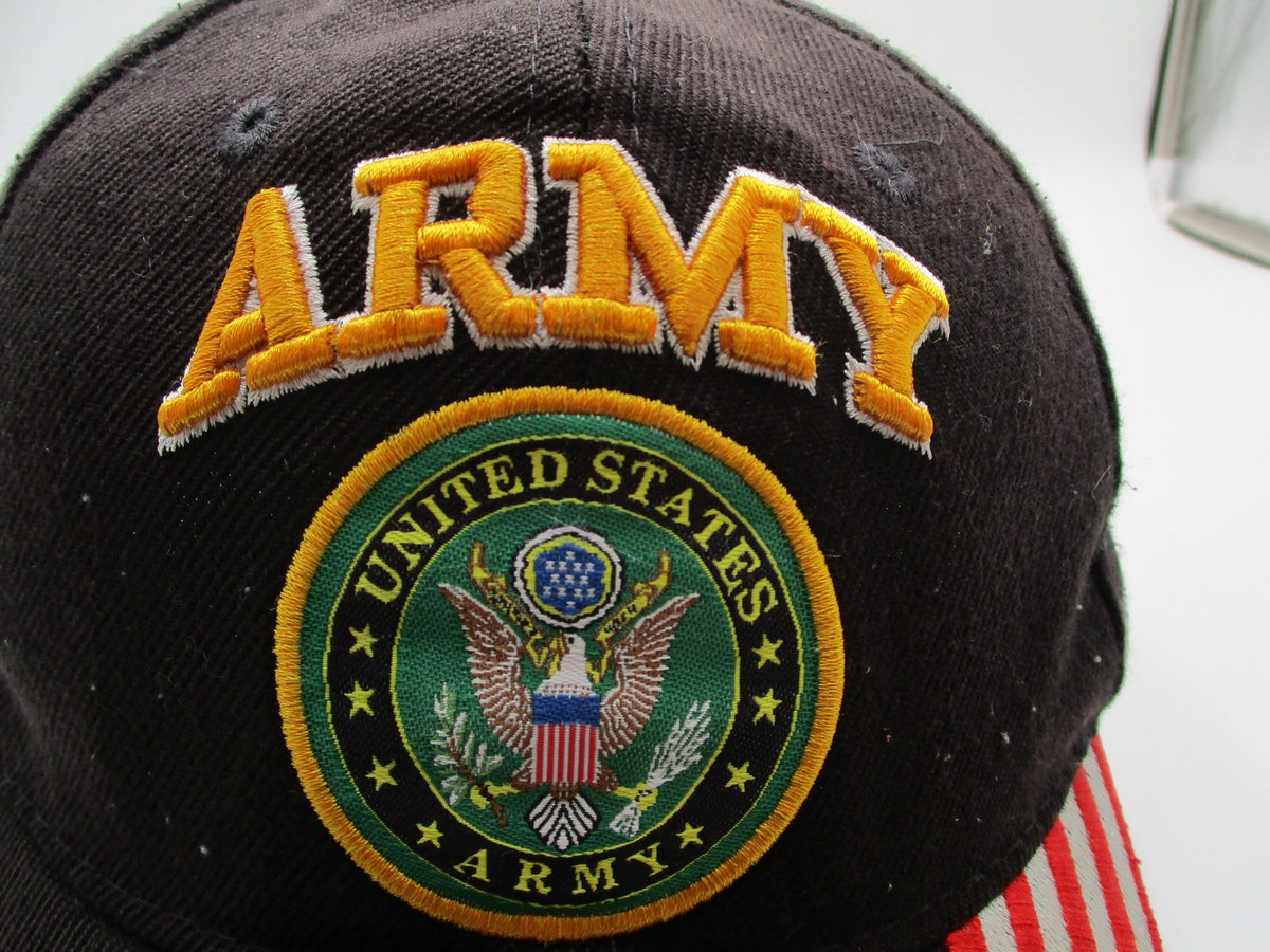 U.S. Army Hat Cap Strap Back Mens One Size Black Flag Stars USA Patriotic2