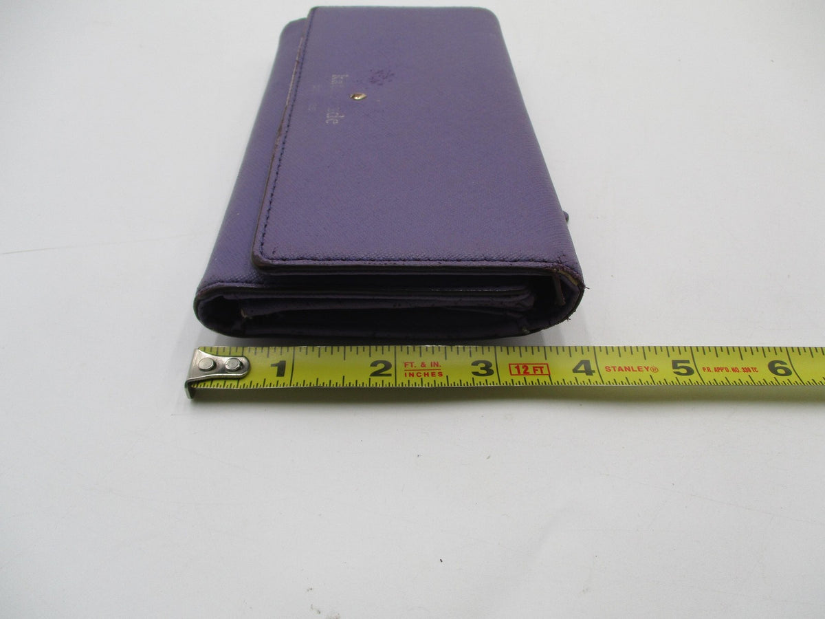 Kate Spade Wallet Womens One Size Purple Leather Zip Trifold ID Window14