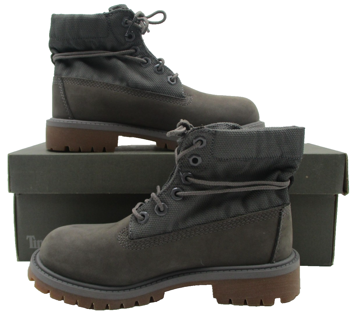 Timberland Boots Girls Size 13.5 Roll Top Grey Mono Combat Youth TB0A16C71