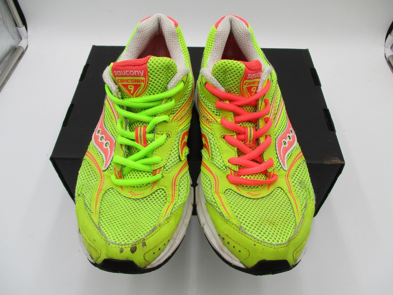 Saucony Cohesion 9 Shoes Womens Size 10 Neon Green Pink Running S1526226 (1G7)4