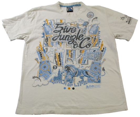 5ive Jungle & Co Walk of Life Kings County Tee Men 2XL White Y2K Streetwear 15650