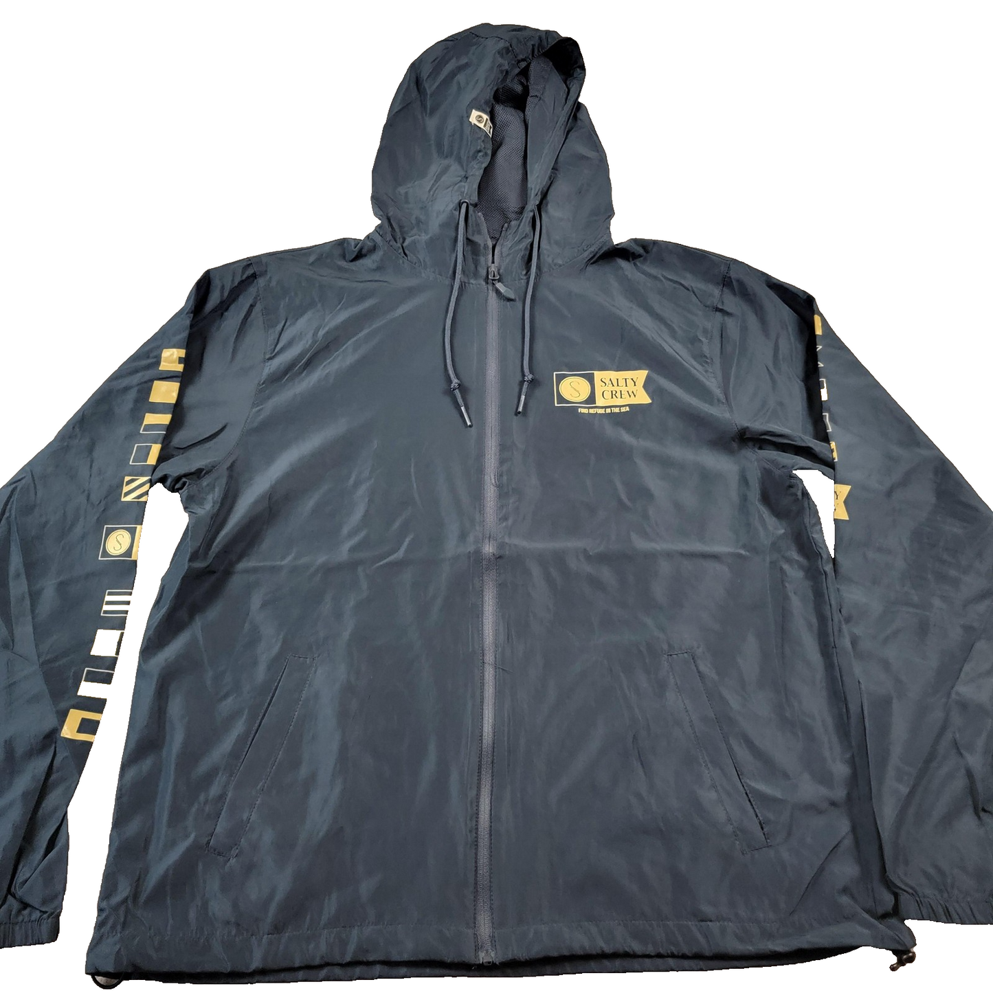 Salty Crew Jacket XL Blue Hooded Full Zip Windbreaker Premium Lightweight