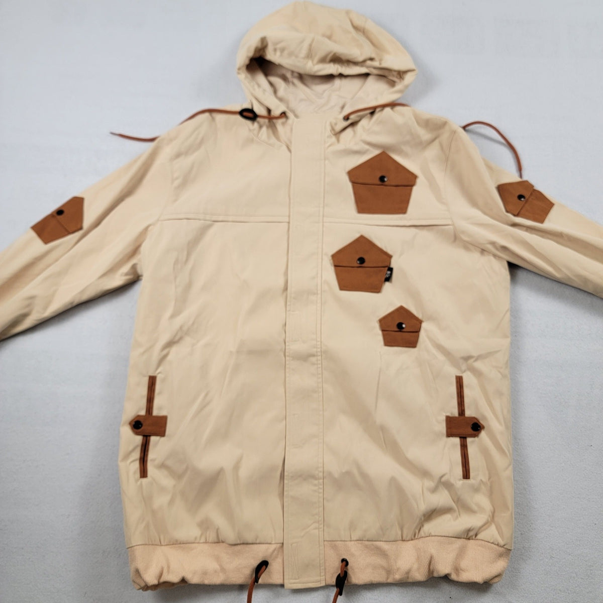 The Hideout Clothing THC Hooded Jacket Men’s XL Beige Brown NWT5