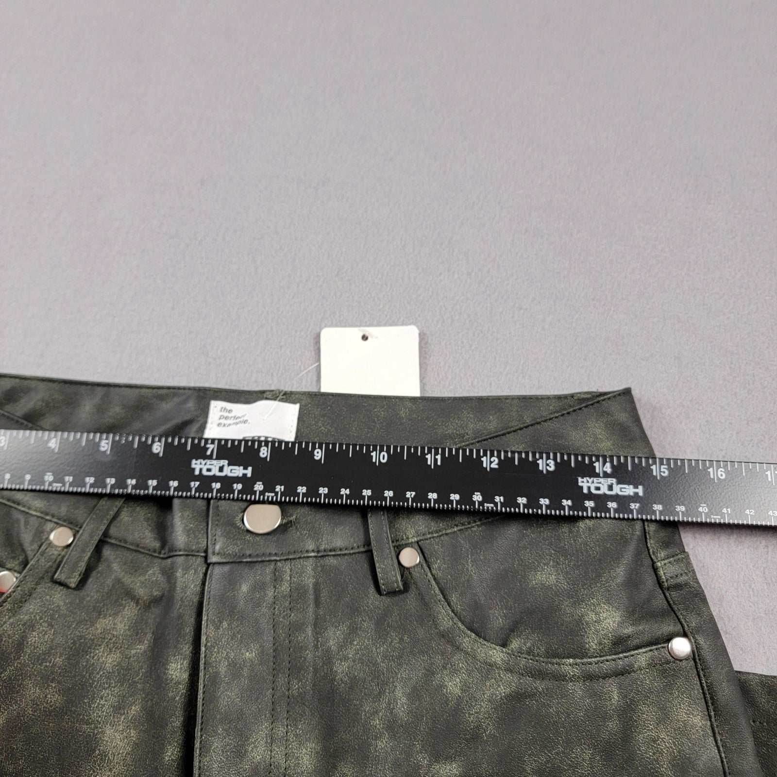 EPTM Pants Womens Small Black Coated Flare Faux Leather Stretch Y2K Style