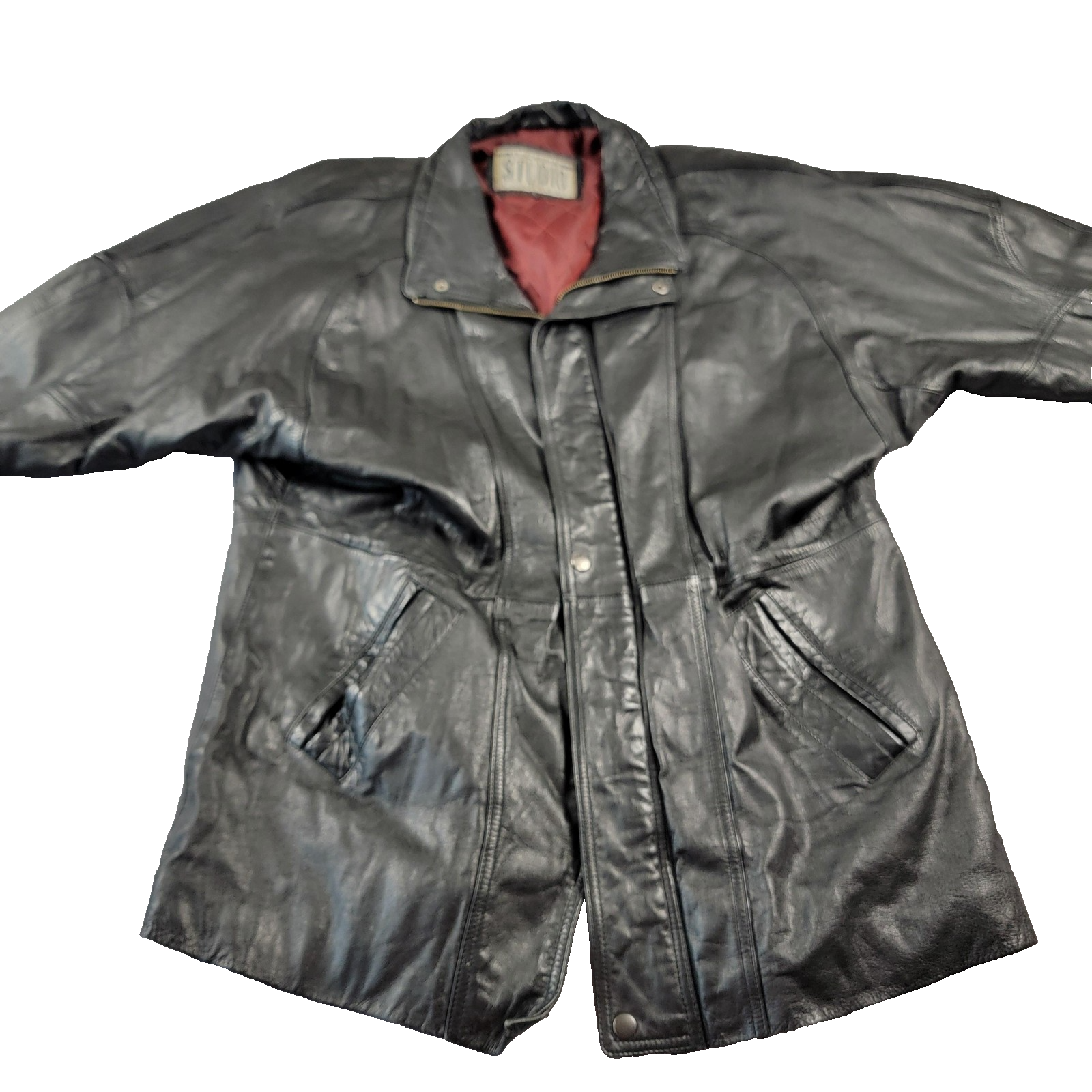 Studio Concepts Leather Jacket Mens Large Quilted Lined Europe Craft Vintage 8820