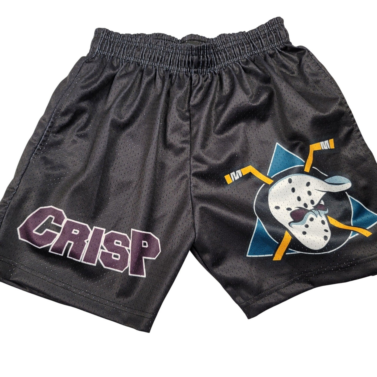 Crisp Mighty Ducks Inspired Mesh Shorts Black Men’s Size S Anaheim Style0