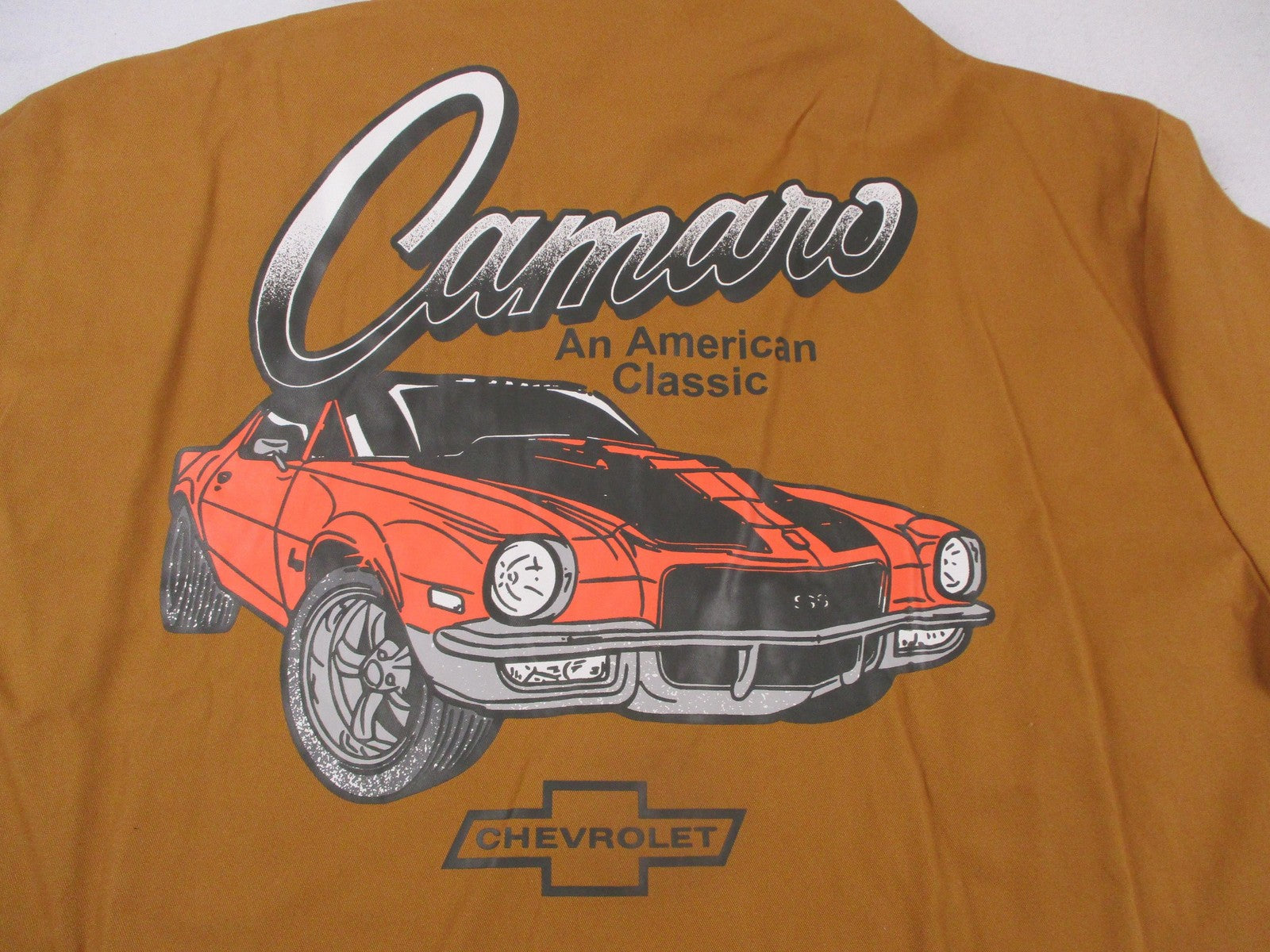 GM Chevy Camaro Shirt Mens Medium Brown Button Up Camaro Graphic Back Print 132910