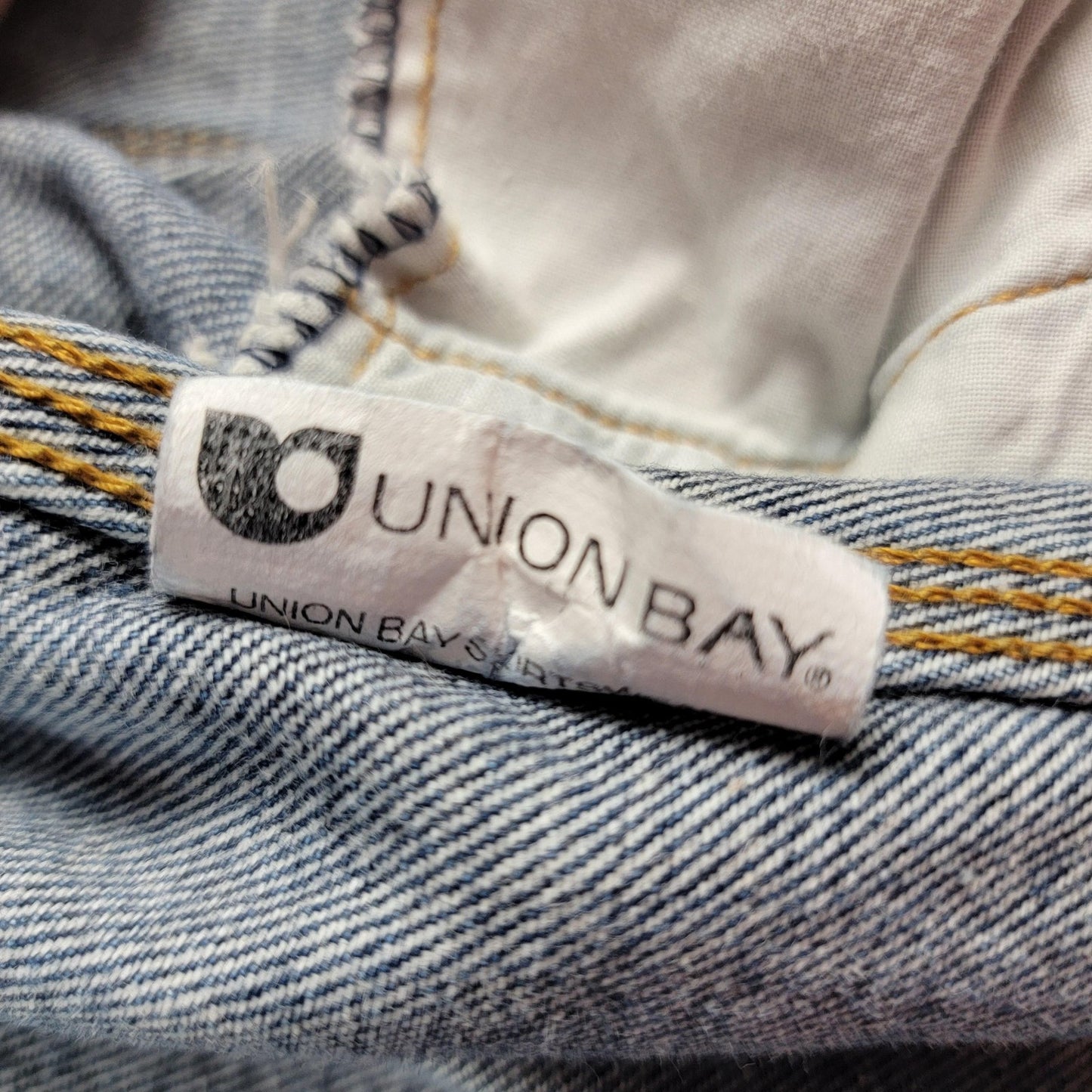 Union Bay Denim Jacket Mens XL Blue Jean Contrast Collar Button Up Vintage Style5