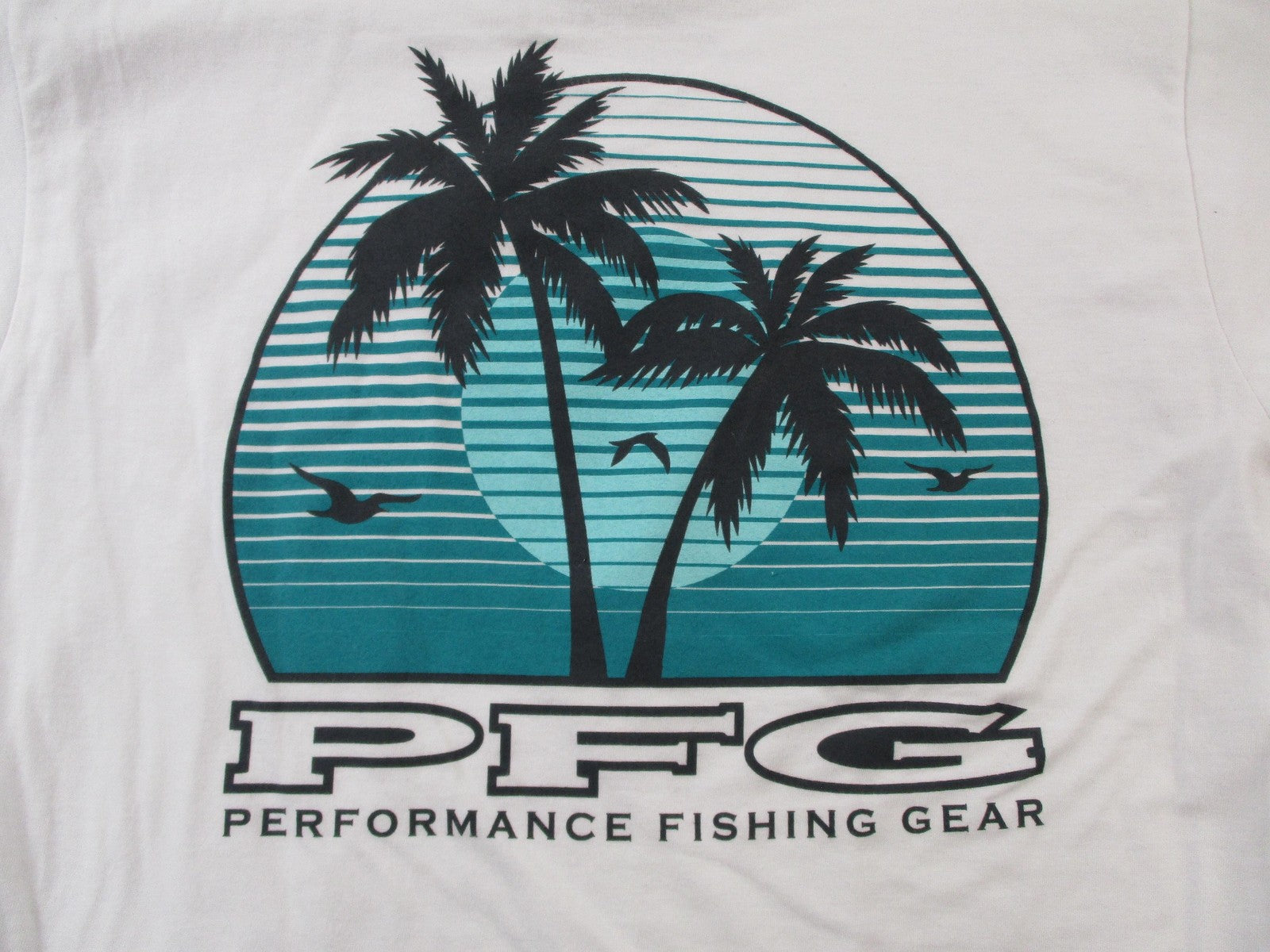 Columbia PFG Shirt Mens Medium White Palm Tree Fishing Graphic Back Print Tee5