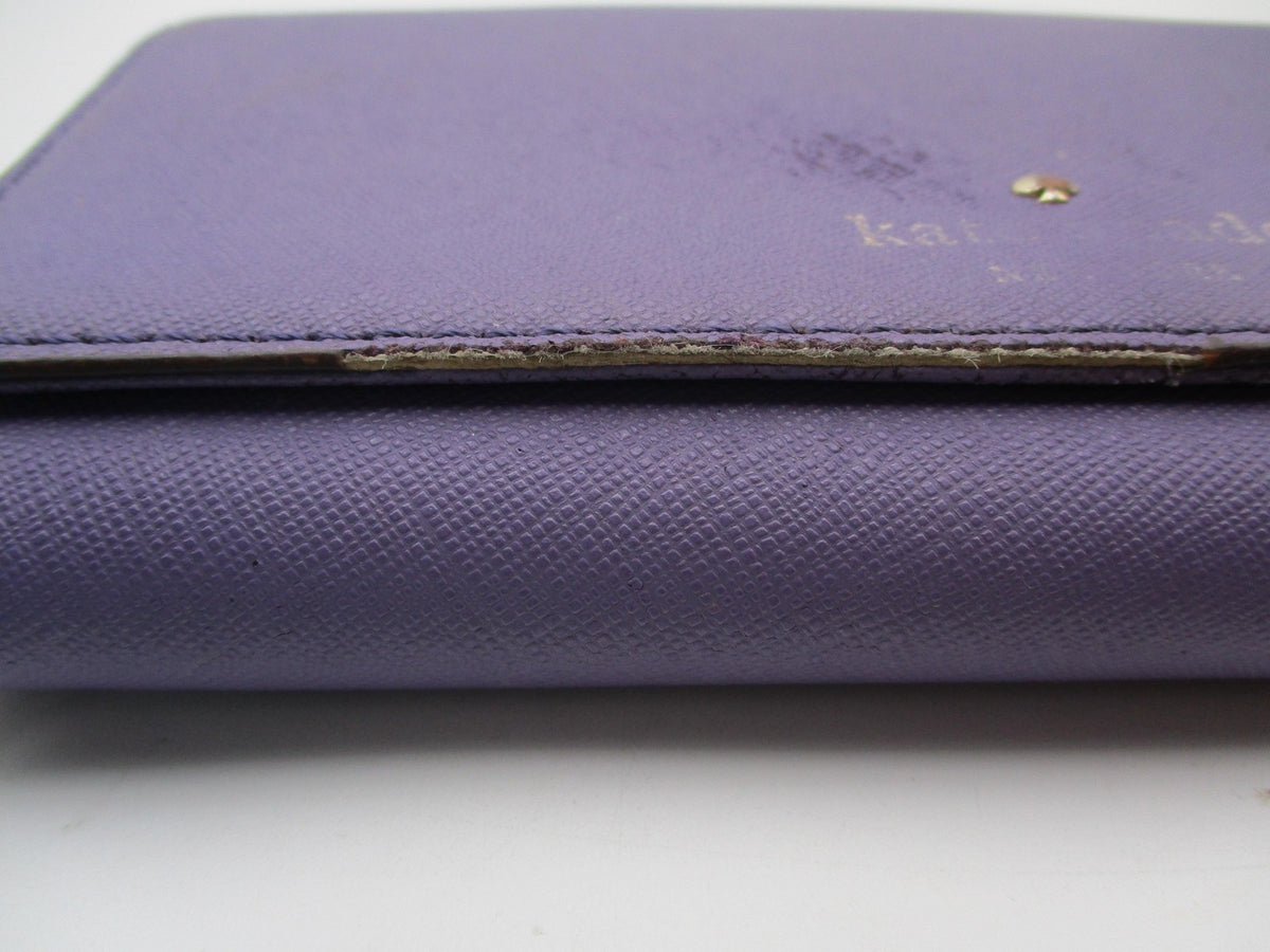 Kate Spade Wallet Womens One Size Purple Leather Zip Trifold ID Window2
