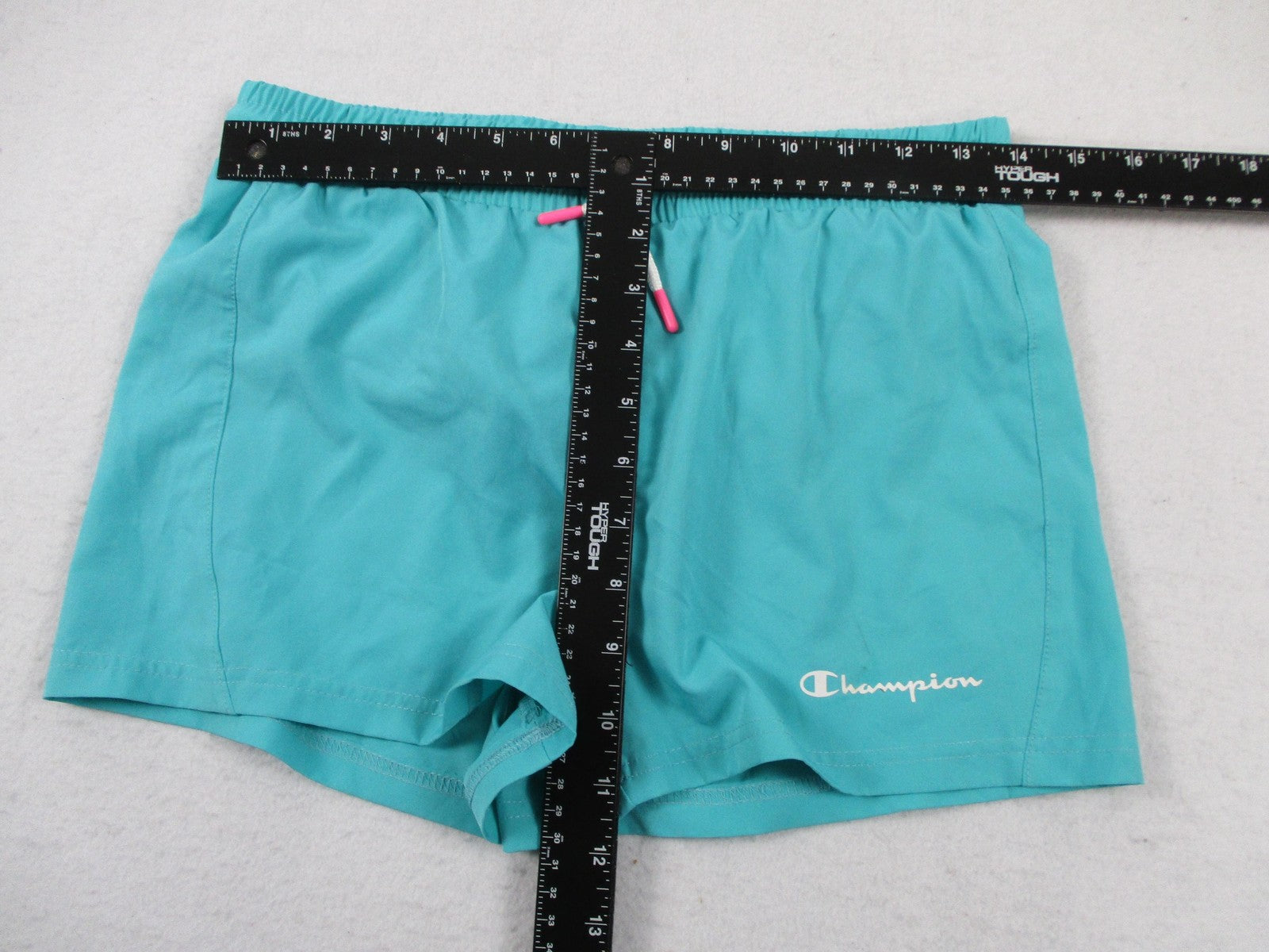 Champion Swim Shorts Kids 14-16 Teal Blue Elastic Waist Drawstring Logo 16786