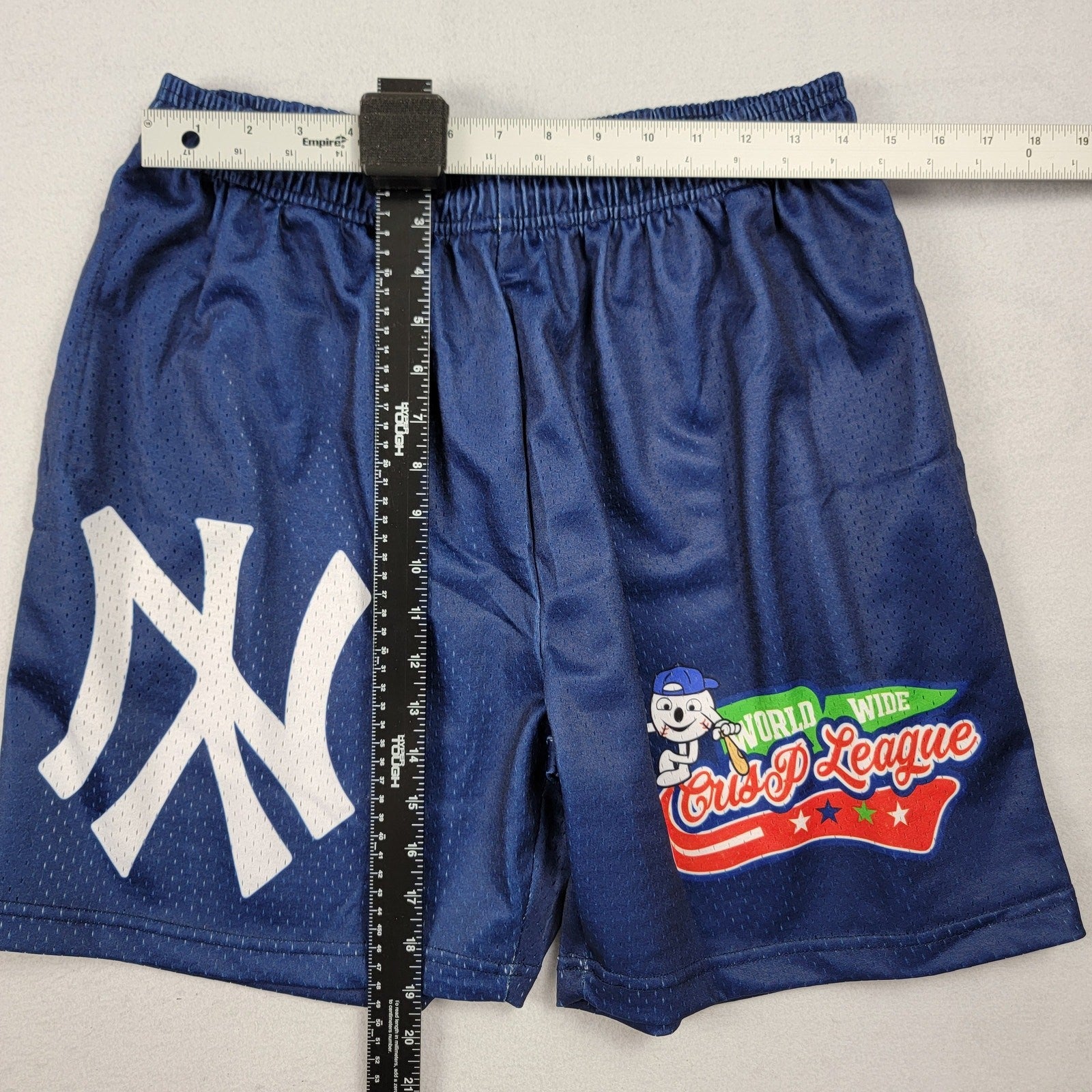 Crisp World Wide League Mesh Shorts Navy L NY Logo Basketball Streetwear3