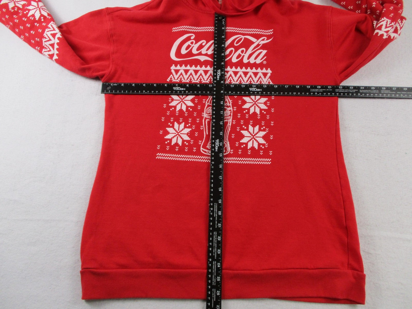 CocaCola Hoodie Mens Large Red Pullover Fleece Sweatshirt Ugly Christmas 166310