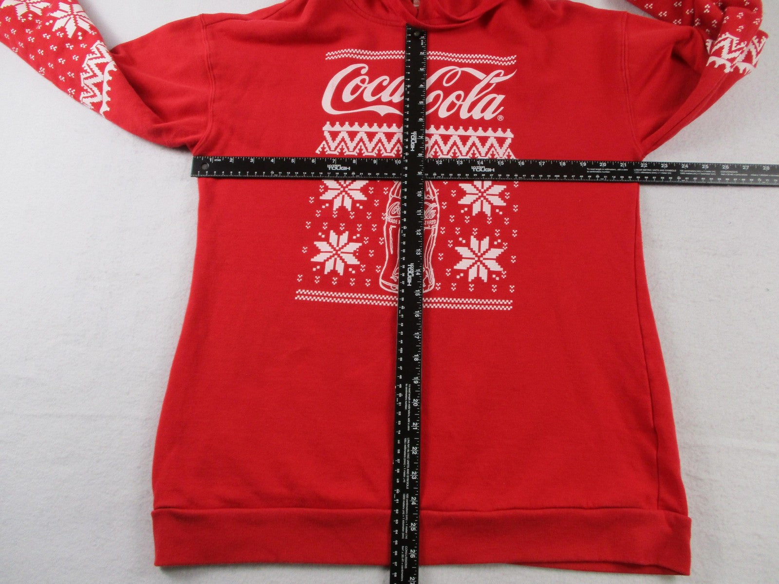 CocaCola Hoodie Mens Large Red Pullover Fleece Sweatshirt Ugly Christmas 166310