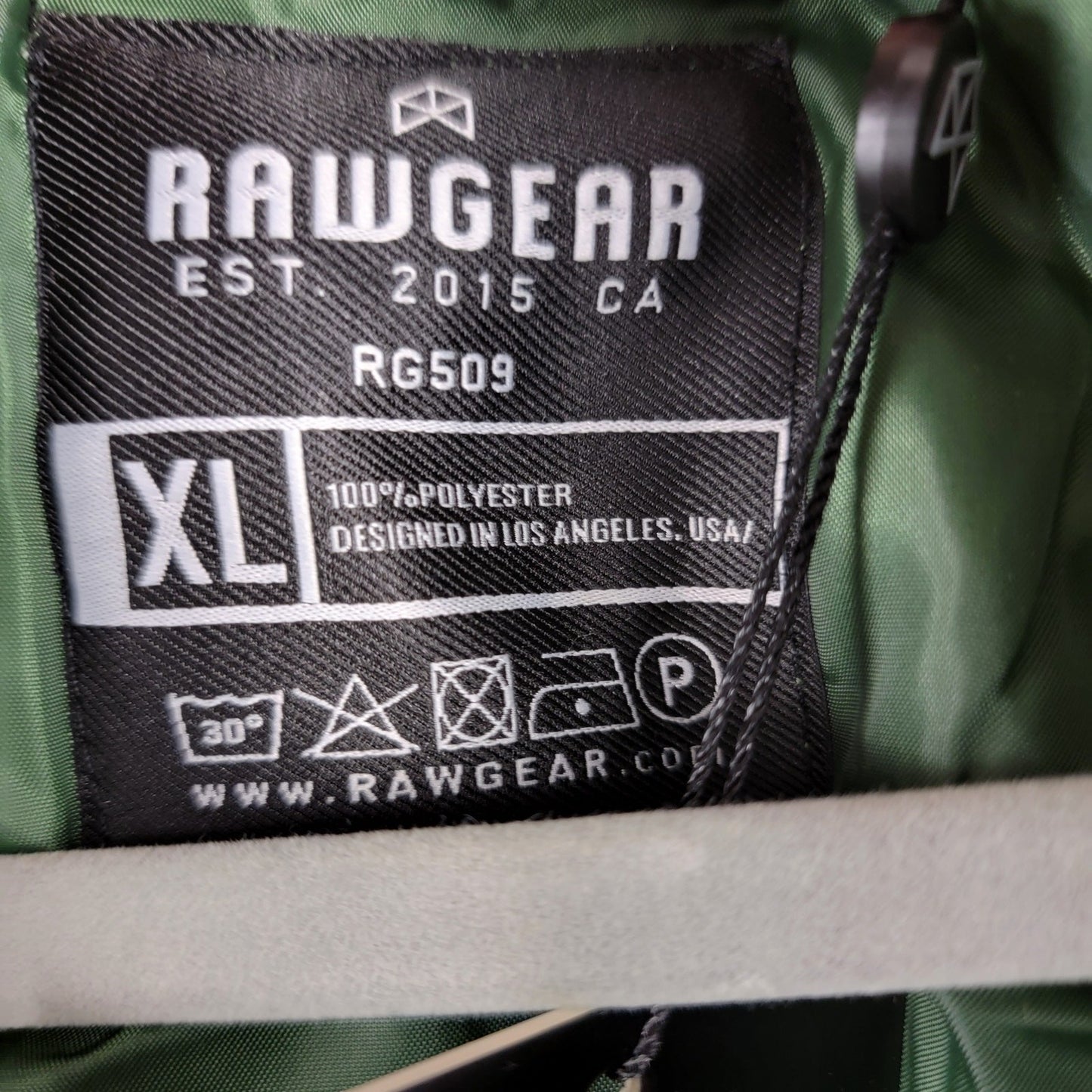 RAWGEAR Men’s XL Puffer Vest Green Hooded Zip Up Streetwear Sleeveless Jacket5