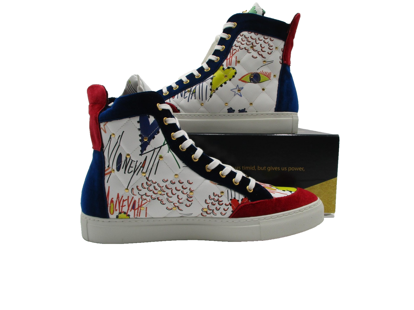 MoneYatti Classico Hi Top Mens Size 13.5 White Multi Color Master P Made Italy0