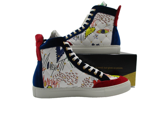 MoneYatti Classico Hi Top Mens Size 13.5 White Multi Color Master P Made Italy0