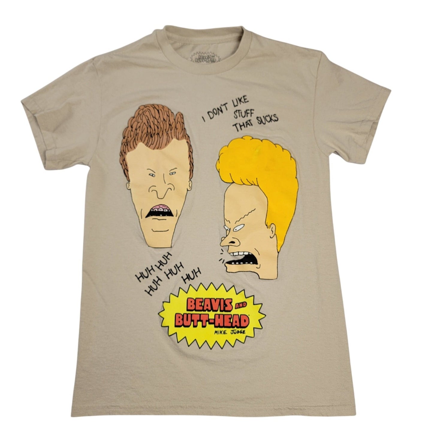 Beavis & Butthead 'I Don't Like Stuff that Sucks' Mens Tee Beige Sz M
