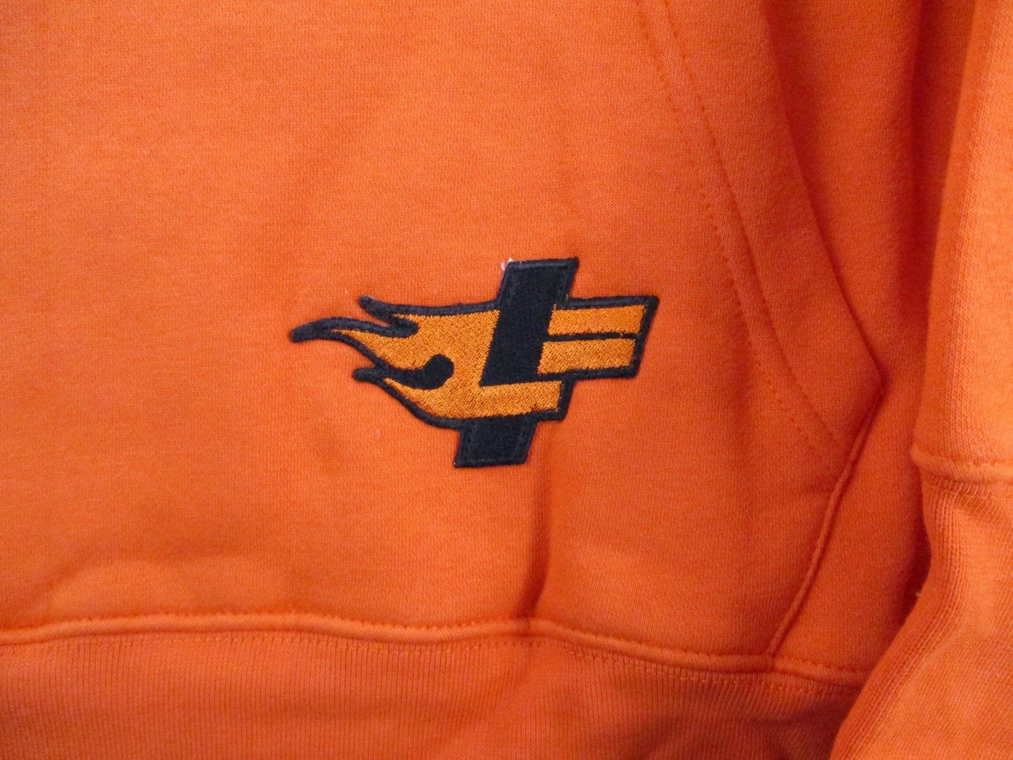 D73 USA Hoodie Mens 2XL Orange Skull Hot Wheels Pullover Fleece Sweatshirt 12902