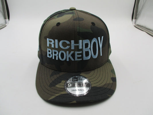 New Era Hat Cap Snap Back Mens One Size Green Camo Rich BrokeBoy Slogan0