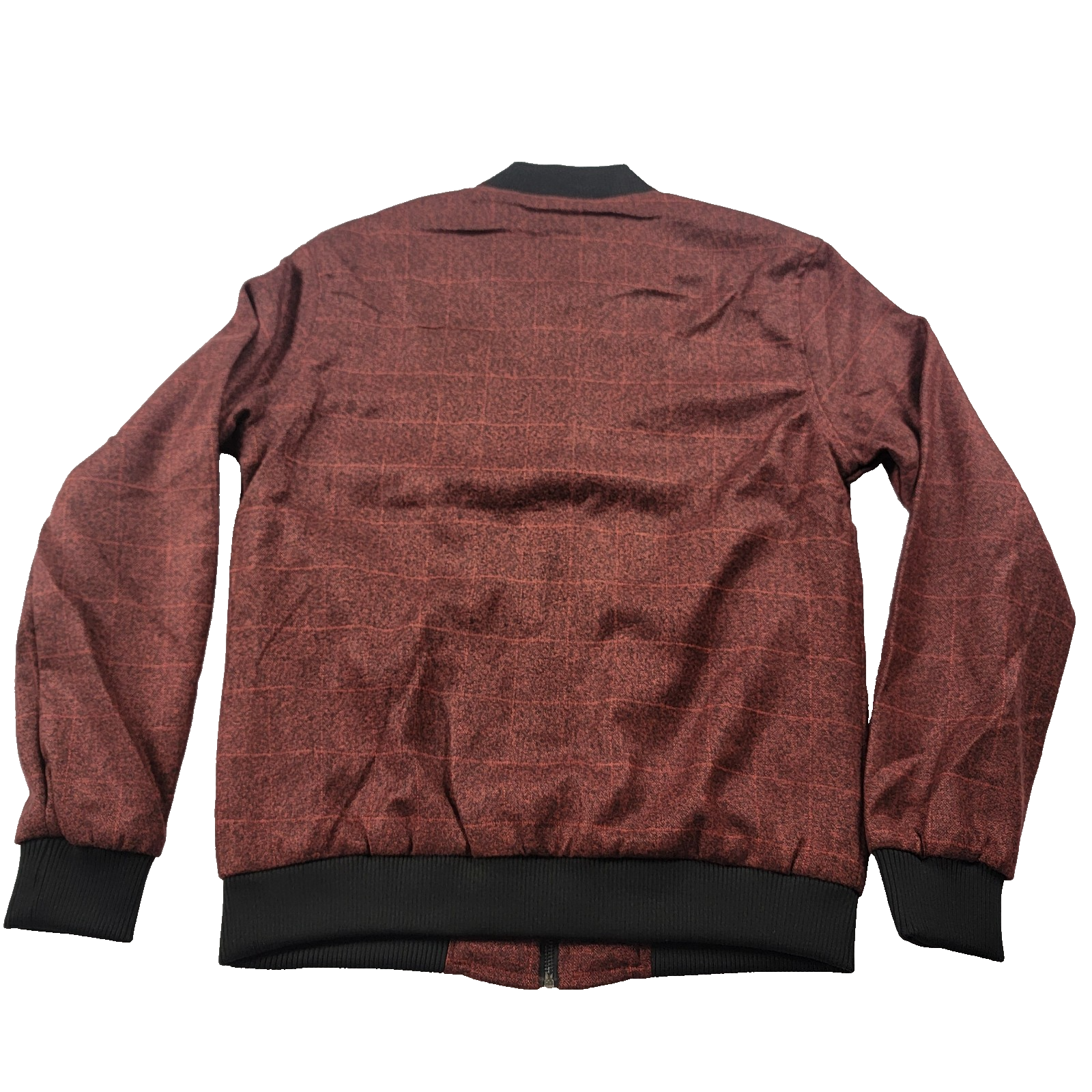 Indigo Star Men’s Crimson Windowpane Bomber Jacket Size S NWT MILJ618