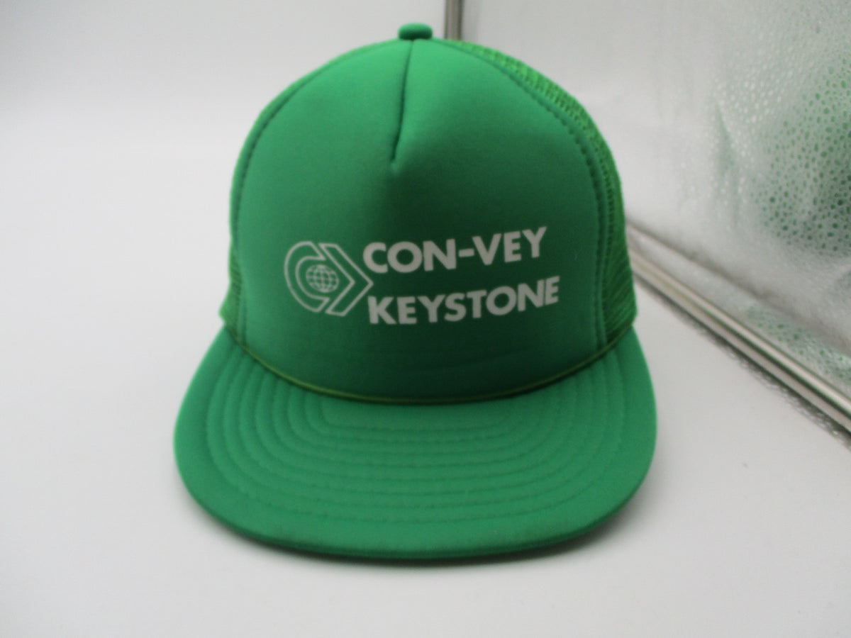 Vintage Con-Vey Keystone Hat Cap Snap Back Mens One Size Green Mesh Trucker0