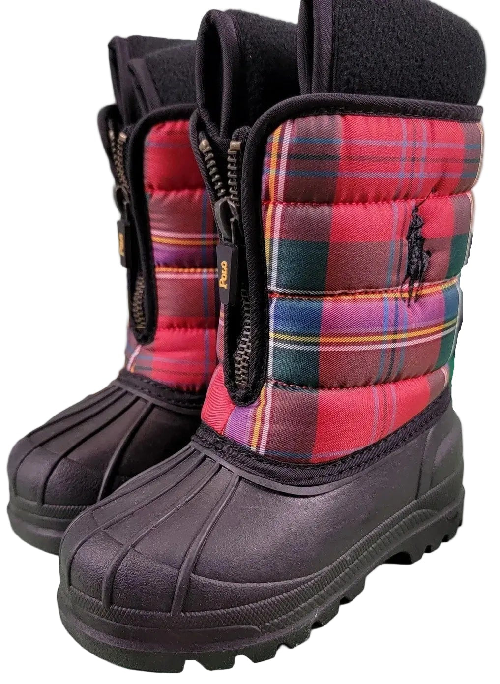 Polo Ralph Lauren Vancouver Zip Red Multi Plaid Toddler Boots Sz 60