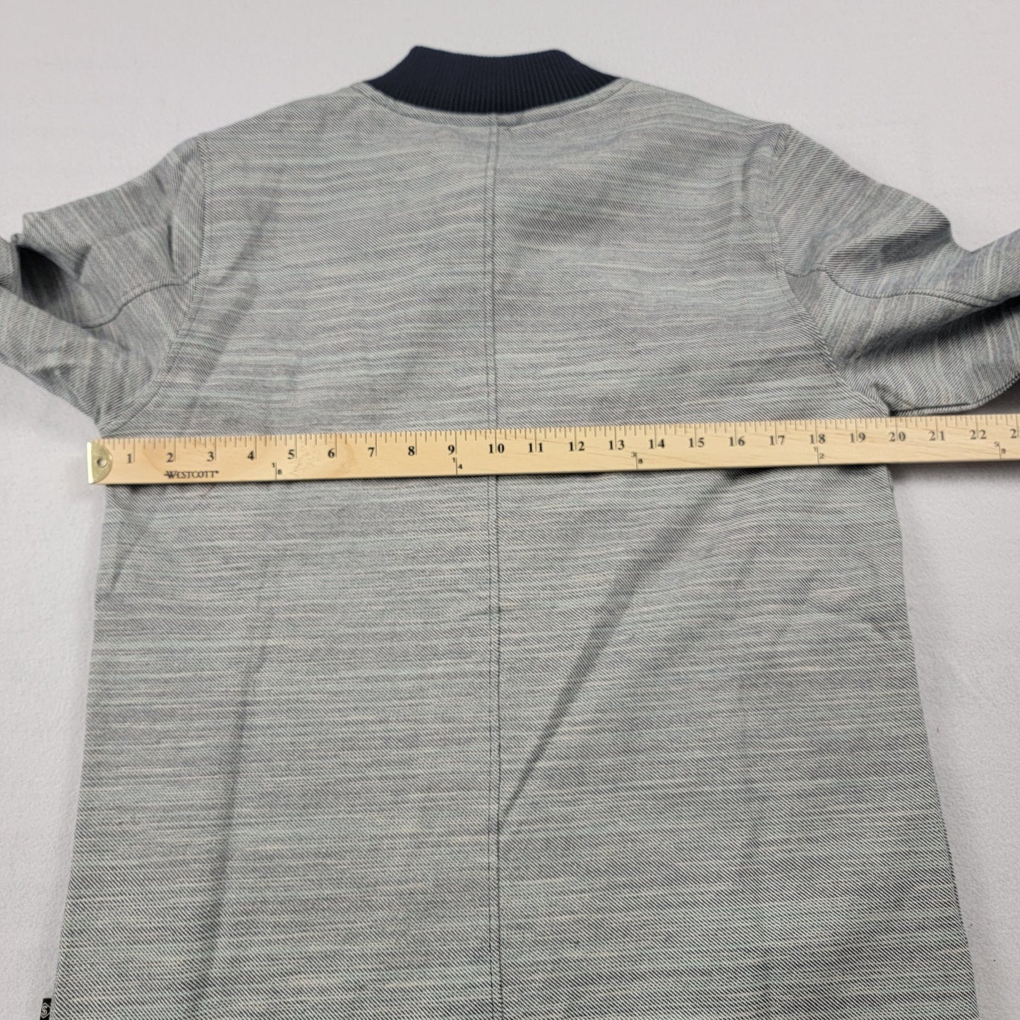Indigo Star Men’s Bomber Shirt Jacket Grey SpaceDyed Twill Size S NWT
