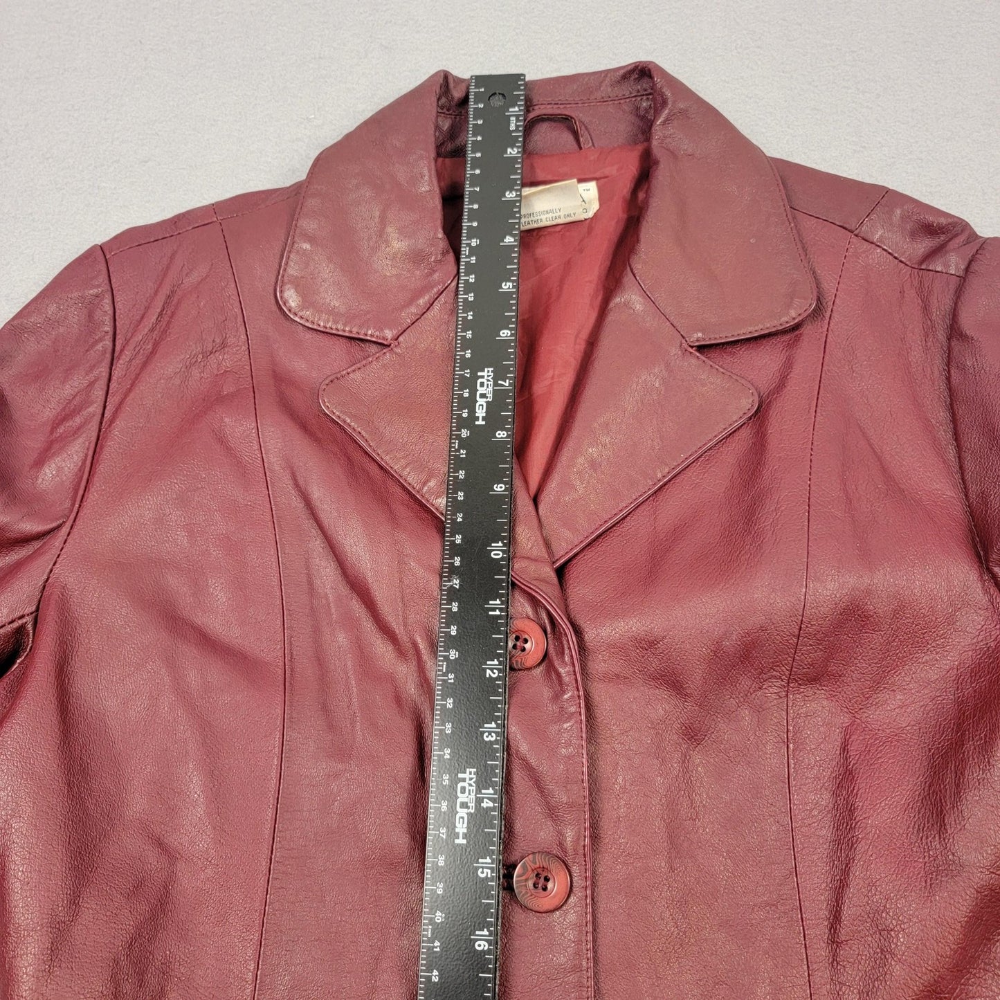 Tribeca Studio Leather Blazer Jacket Womens Medium Burgundy Button Front Lined10