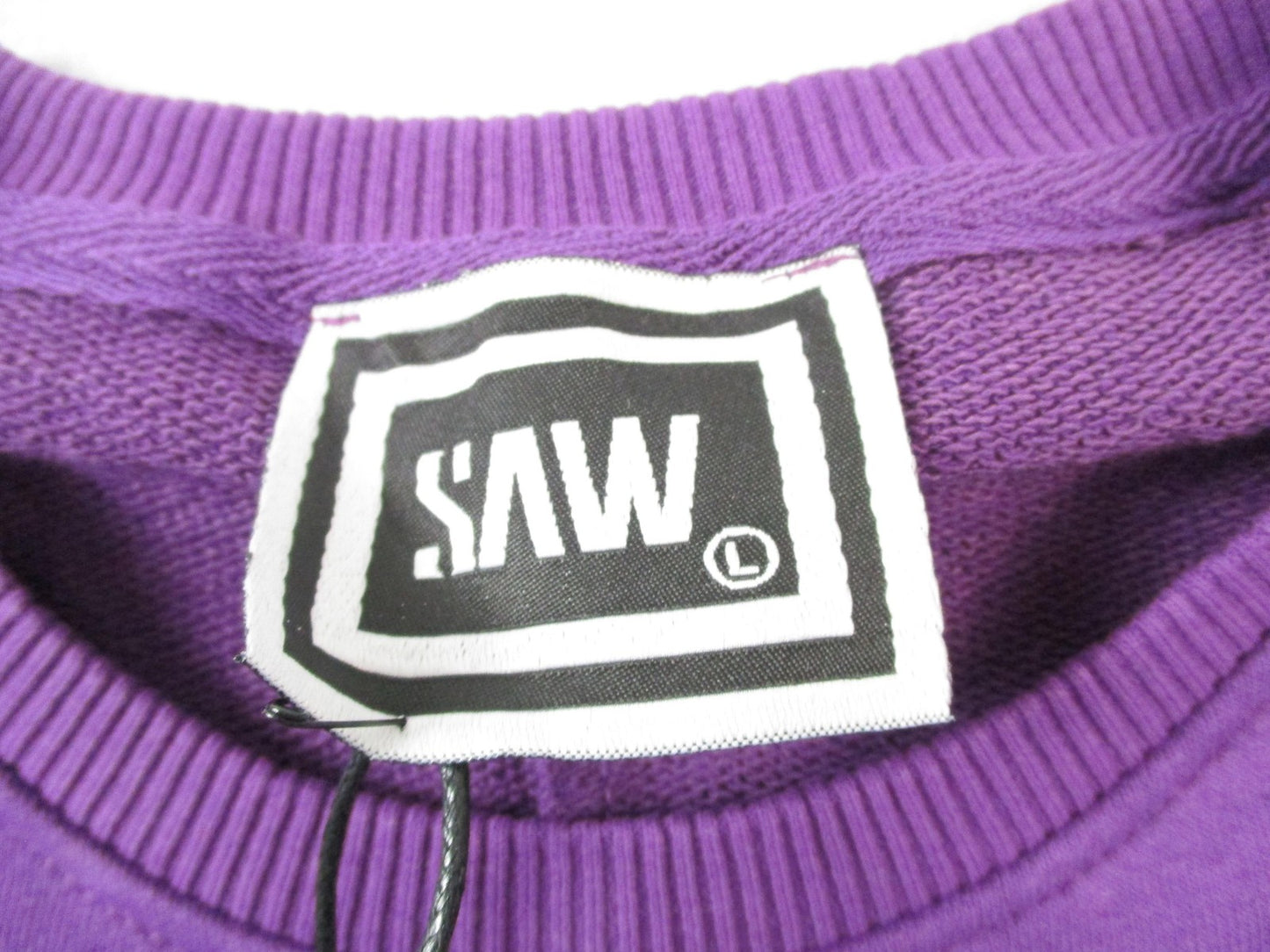 SAW Sweatshirt Mens Large Purple Black White Pullover Fleece Colorblock Crewneck2