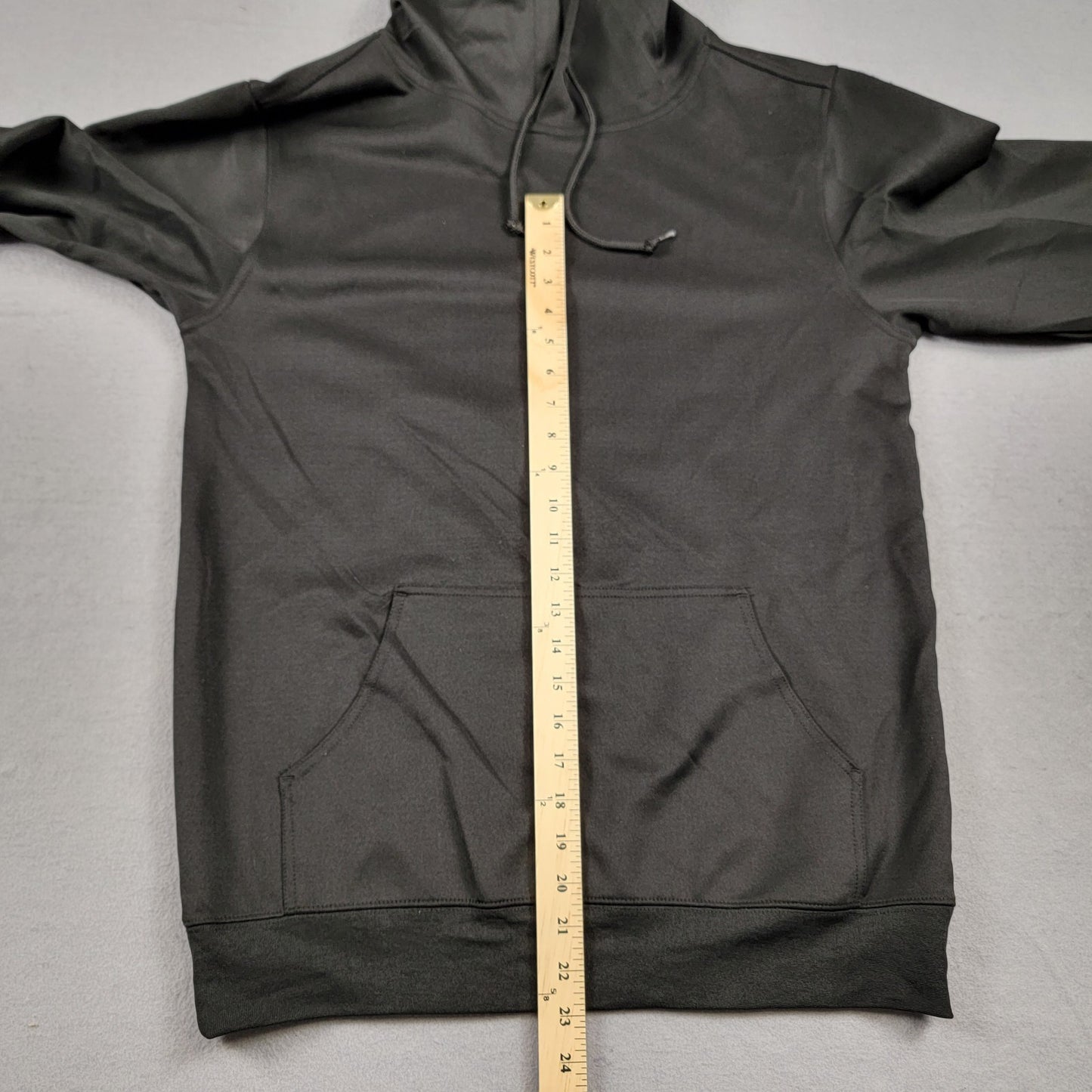 CRISP Black Performance Hoodie Large Stretch Pullover Minor Flaw Polyblend