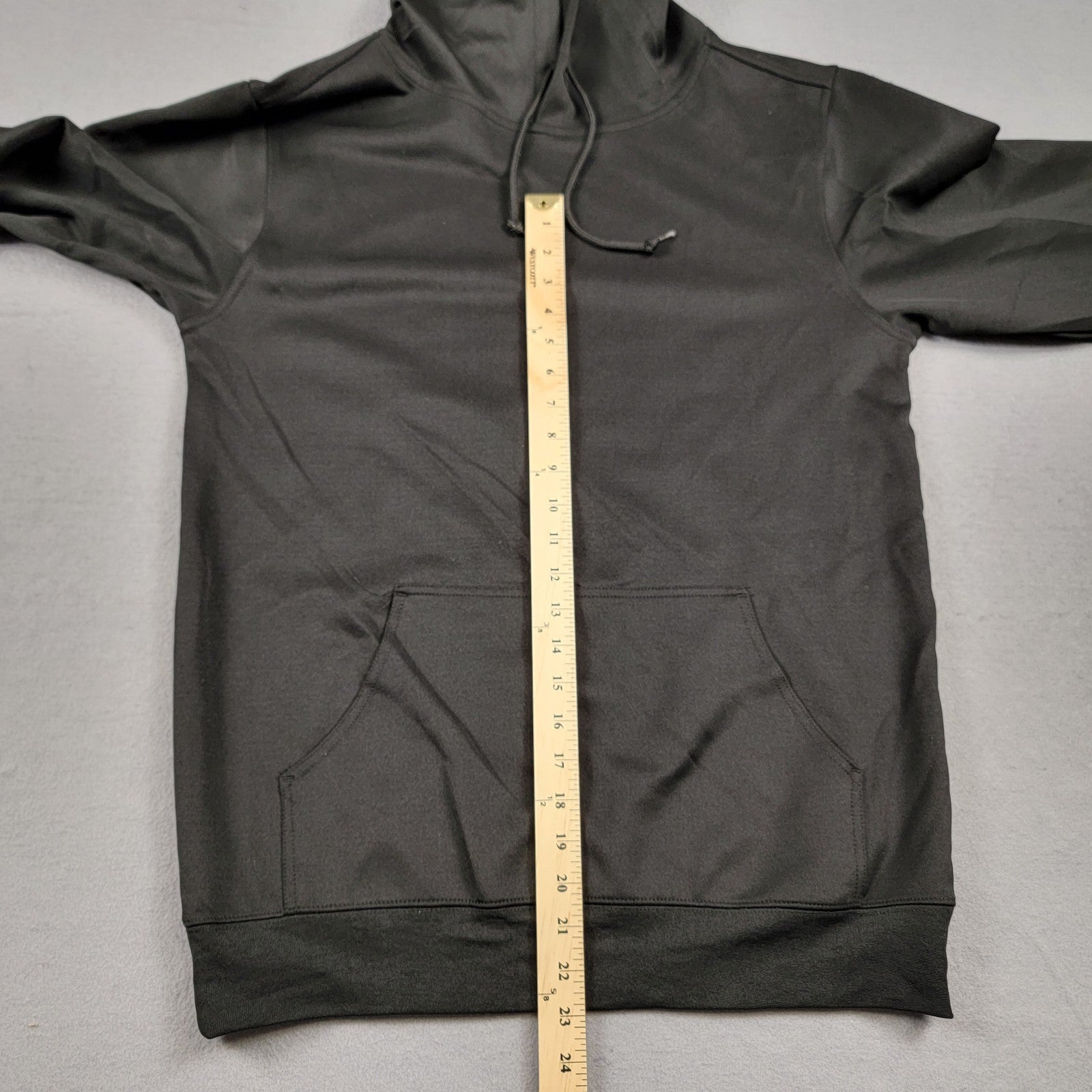 CRISP Black Performance Hoodie Large Stretch Pullover Minor Flaw Polyblend