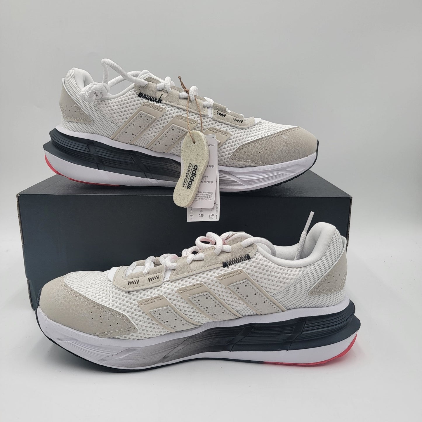Adidas Astrastar Cloudfoam Men’s Running Shoes White Beige Size 7.5 JQ44791