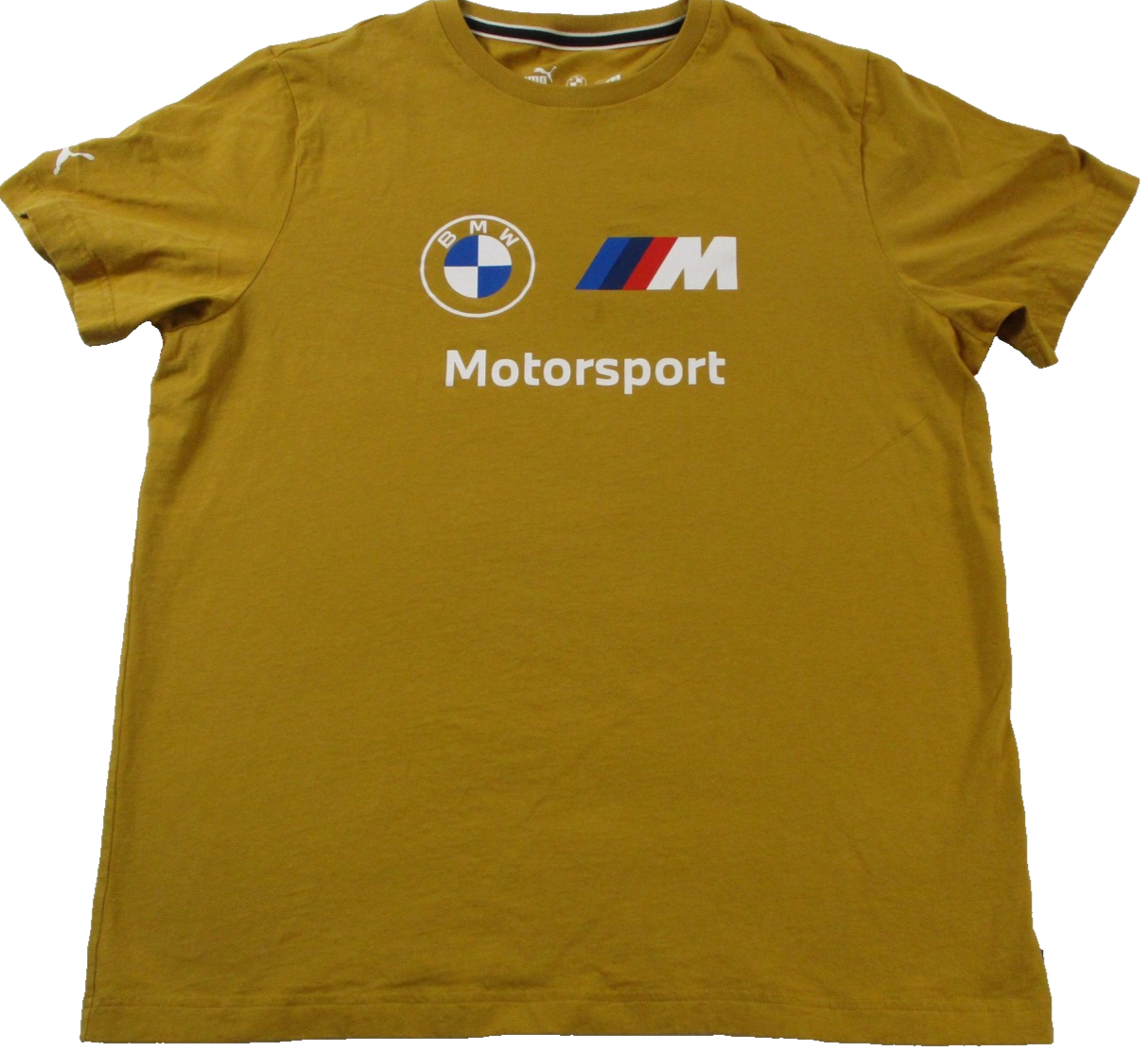 BMW M Motorsport Shirt Mens Large Yellow Puma Racing Graphic Crewneck Tee 15930