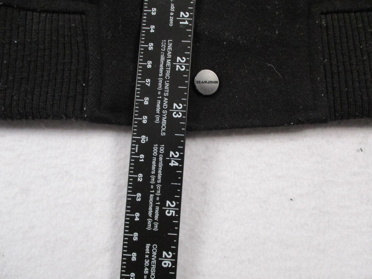 Sean John Jacket Mens Medium Black Wool Varsity Faux Leather Sleeves SJ Patch11