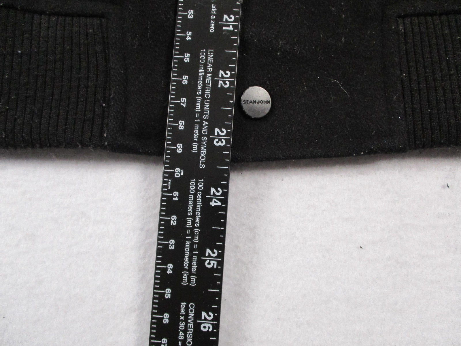 Sean John Jacket Mens Medium Black Wool Varsity Faux Leather Sleeves SJ Patch11